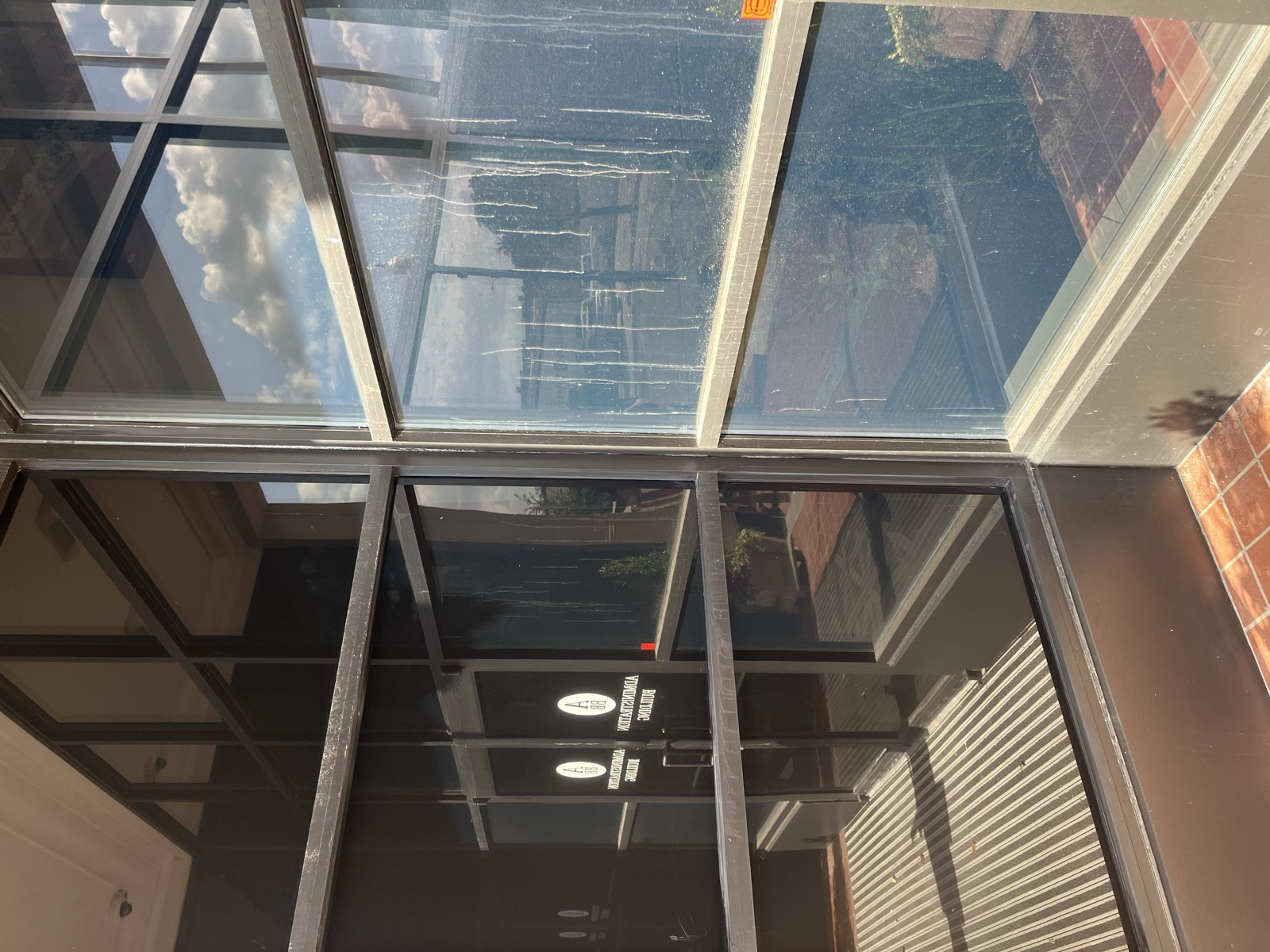 Commercial storefront window cleaning